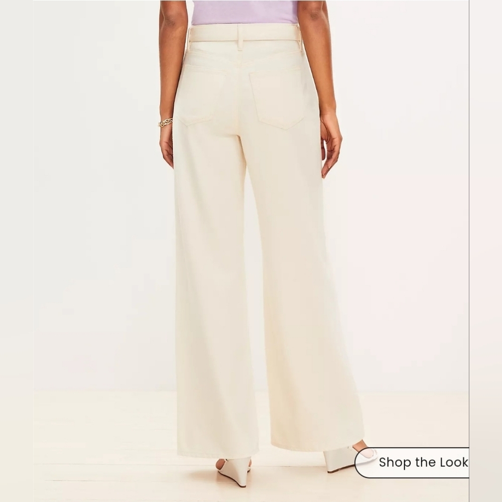 ❤️ NWOT! LOFT HIGH RISE WIDE LEG PALAZZO JEANS IN ECRU, 18 (34) - Picture 3 of 12